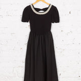 Rochie din jerse cu dantelă Mina neagră