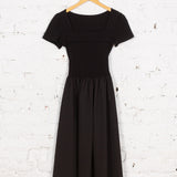 Rochie din jerse cu decolteu pătrat Domitia neagră