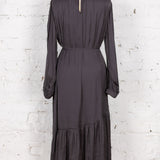 Rochie amplă lungă Amira gri închis satinat