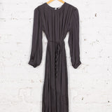 Rochie amplă lungă Amira gri închis satinat