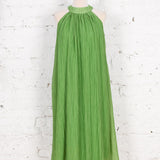 Rochie fără mâneci amplă Olinda verde creponat