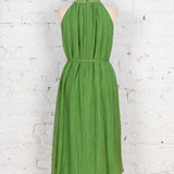 Rochie fără mâneci amplă Olinda verde creponat