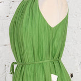 Rochie fără mâneci amplă Olinda verde creponat