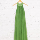 Rochie fără mâneci amplă Olinda verde creponat