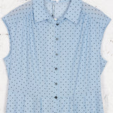 Rochie cămașă lungă Glenna din bumbac bleu cu buline