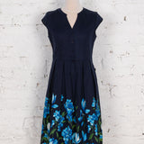 Rochie cămașă midi Dreda bleumarin cu imprimeu