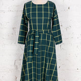 Rochie Pearl din bumbac verde închis cu carouri
