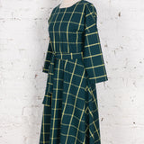 Rochie Pearl din bumbac verde închis cu carouri