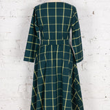 Rochie Pearl din bumbac verde închis cu carouri