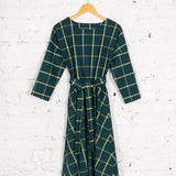 Rochie Pearl din bumbac verde închis cu carouri