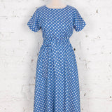 Rochie Pearl din vâscoză bleumarin cu buline
