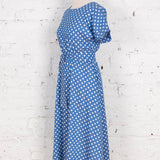 Rochie Pearl din vâscoză bleumarin cu buline