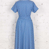 Rochie Pearl din vâscoză bleumarin cu buline