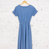 Rochie Pearl din vâscoză bleumarin cu buline