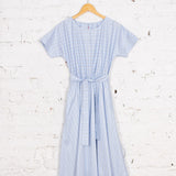 Rochie Pearl din bumbac bleu cu dungi