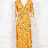 Rochie petrecută lungă Faith oranj cu lămâi