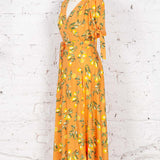 Rochie petrecută lungă Faith oranj cu lămâi