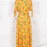 Rochie petrecută lungă Faith oranj cu lămâi