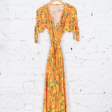 Rochie petrecută lungă Faith oranj cu lămâi