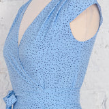 Rochie petrecută lungă Faith bleu cu picățele