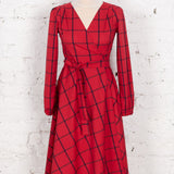 Rochie petrecută Faith roșie cu carouri