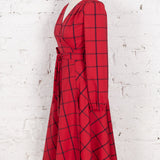 Rochie petrecută Faith roșie cu carouri