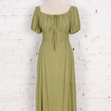 Rochie midi milkmaid Elenna din vâscoză verde