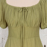 Rochie midi milkmaid Elenna din vâscoză verde