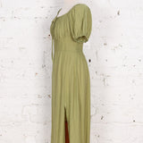 Rochie midi milkmaid Elenna din vâscoză verde