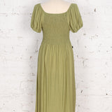 Rochie midi milkmaid Elenna din vâscoză verde