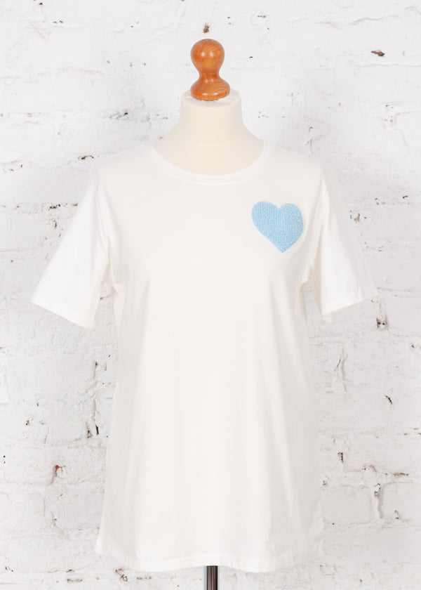 Tricou alb cu aplicație inima bleu
