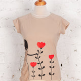 Tricou pictat și deșirat "Femme" bej