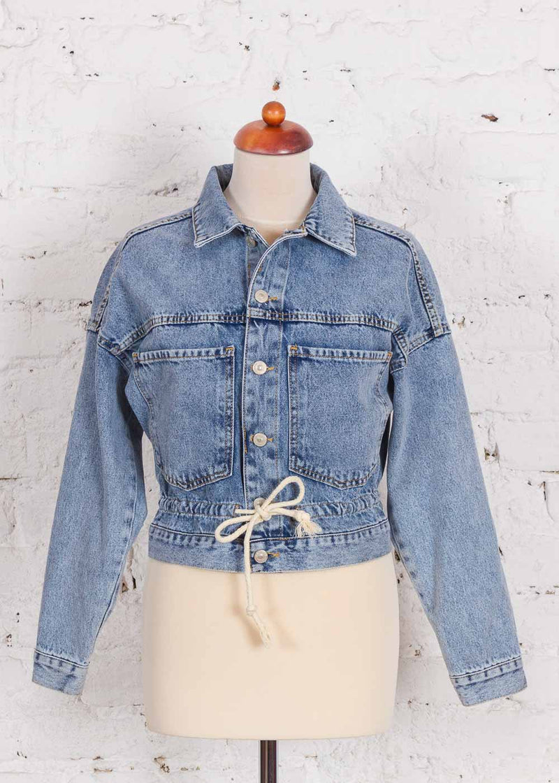 Jachetă cu aplicație din denim Kaya bleu